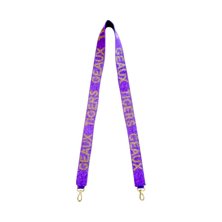 Seed Bead Bag Strap - Geaux Tigers (Purple and Gold)