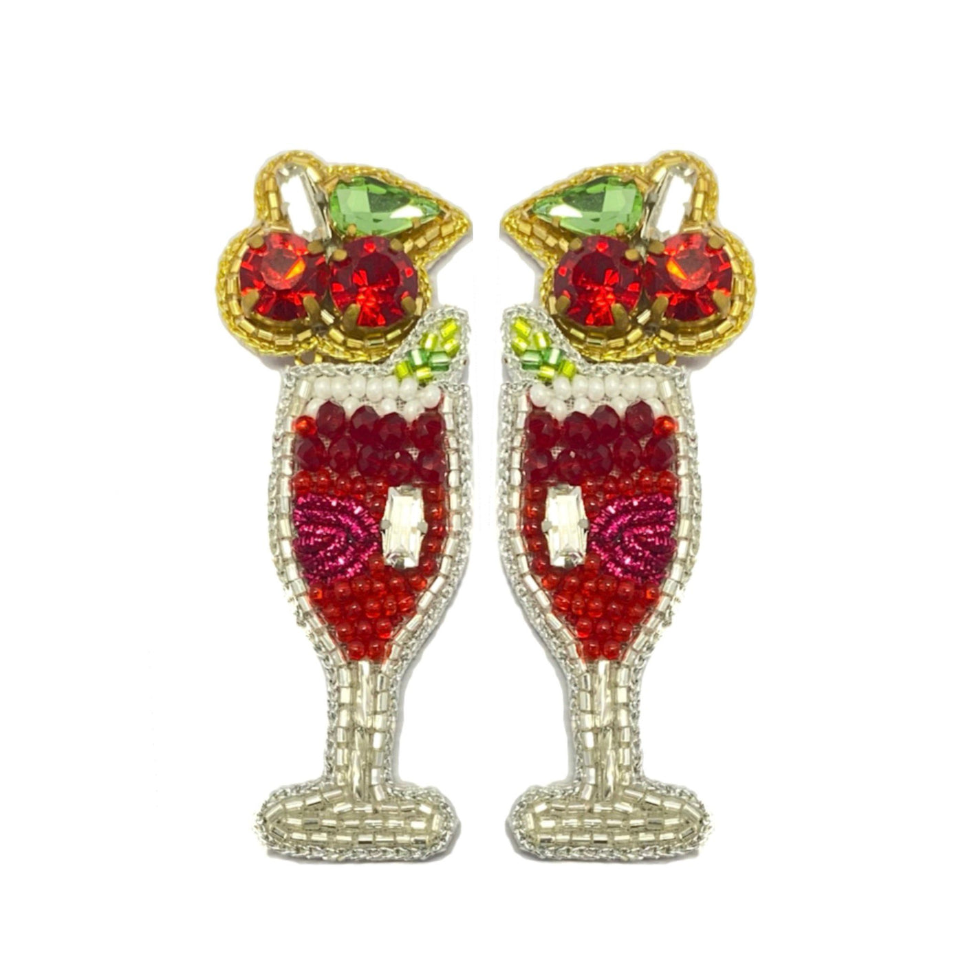 Holiday Cranberry Cocktail Stud Earrings - Dangle