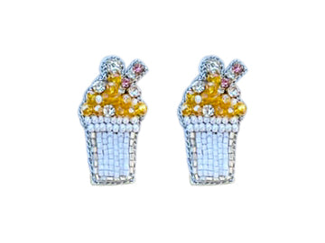 Snowball Stud Earrings - Yellow