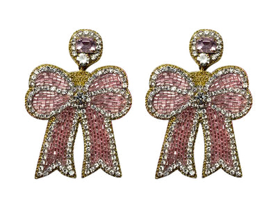 Fancy Bow Earrings - Pink