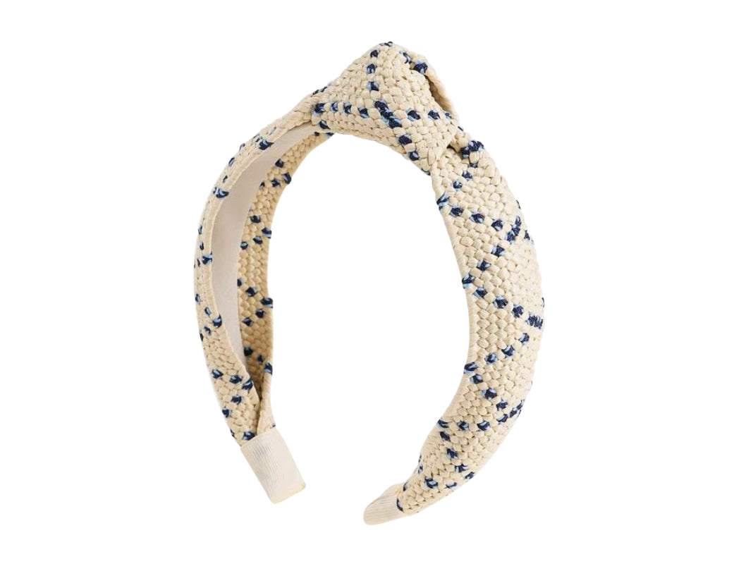 Headband Knot - Rattan with Blue