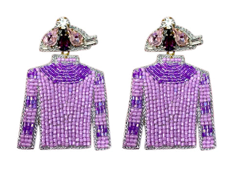 Derby Jersey Silk  Earrings- Purple and Lavender