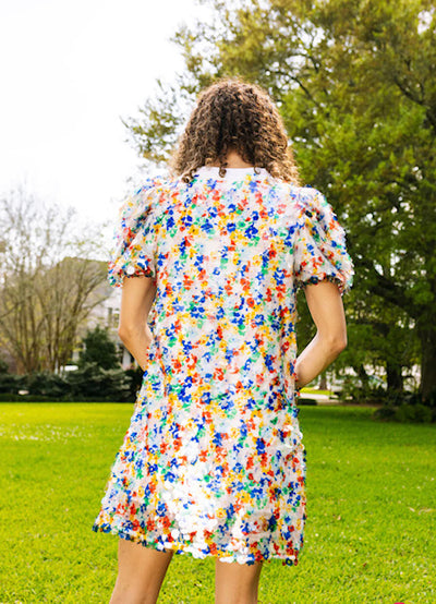 Queen of Sparkles - Floral Sequin Poof Dress