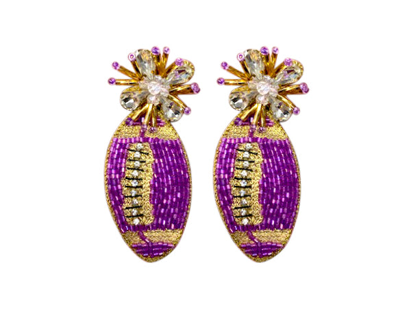 Football Burst Earrings - Light Purple and Gold