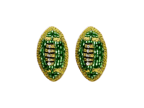 Football Stud Earrings - Green and Gold