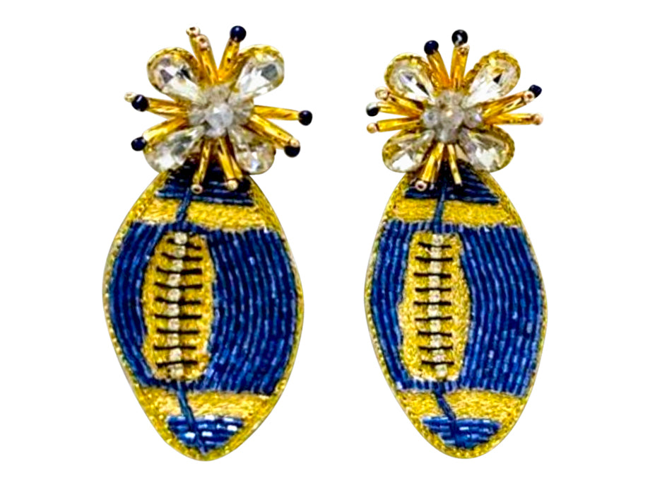 Football Burst Earrings - Blue and Gold