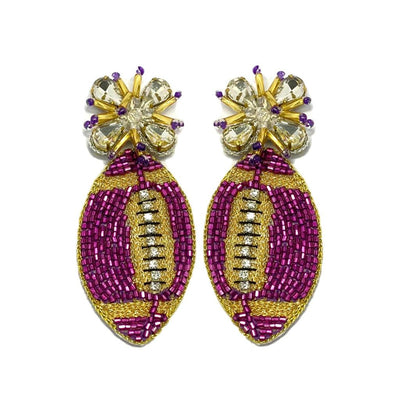 Football Earrings - Purple and Gold