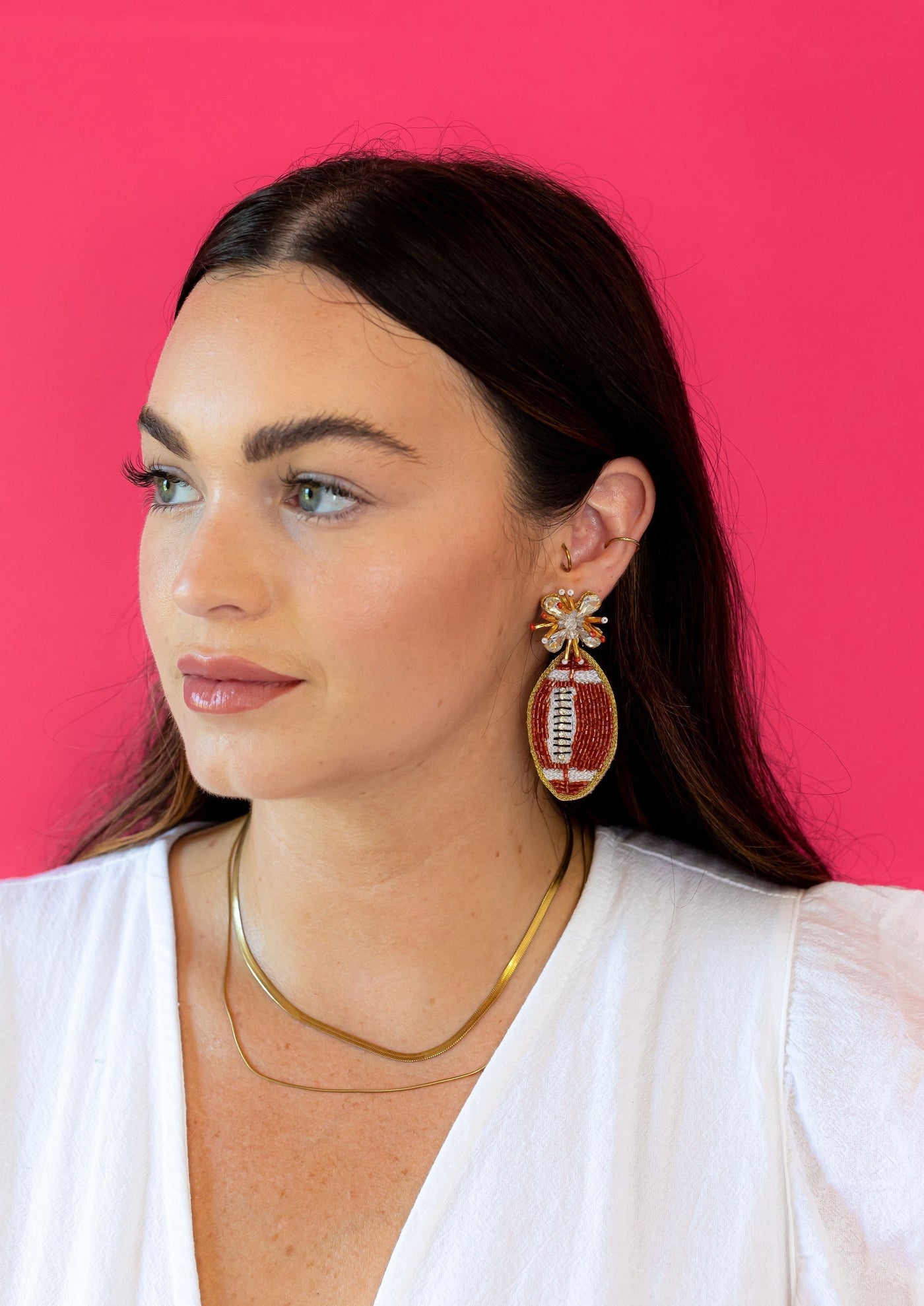 Football Burst Earrings - Light Brown