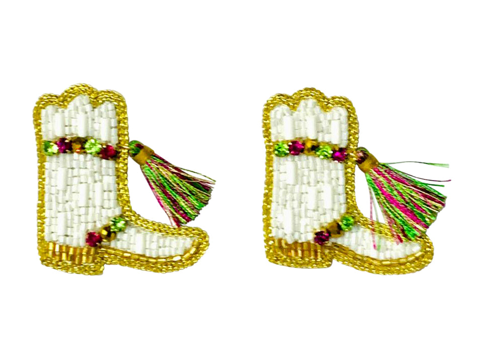 Mardi Gras Marching Boot Stud Earrings