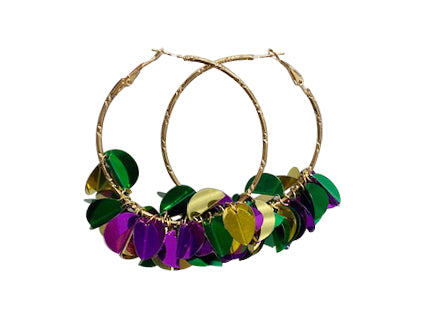 Sprinkle Sequin Hoop Earrings - Mardi Gras