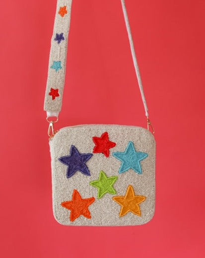 Multi Colored Star Seed Bead Box Bag