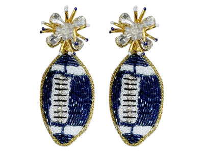 Football Burst Earrings - Navy Blue and White