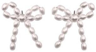 Pearl Bow Stud Earrings