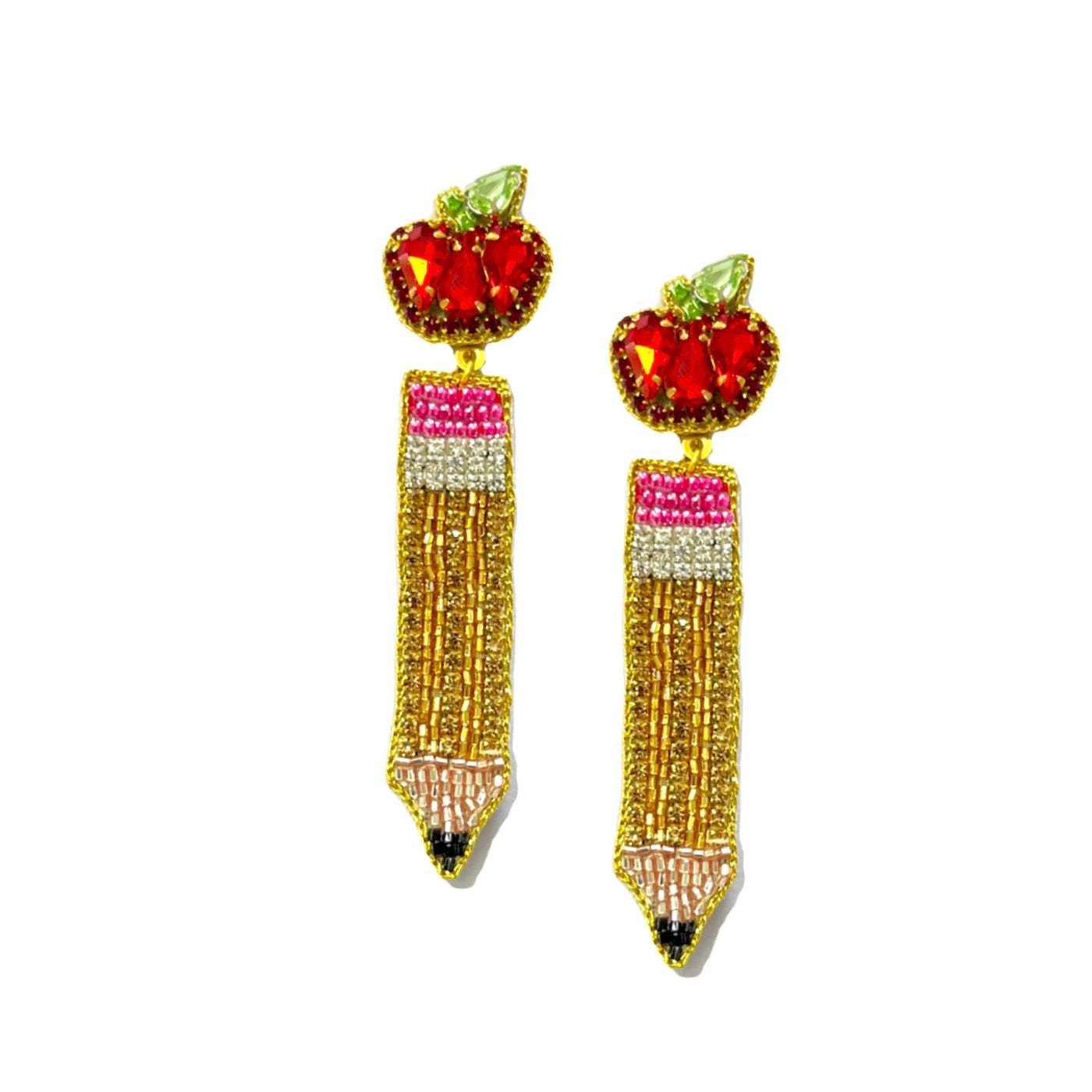 Pencil with Apple Earrings
