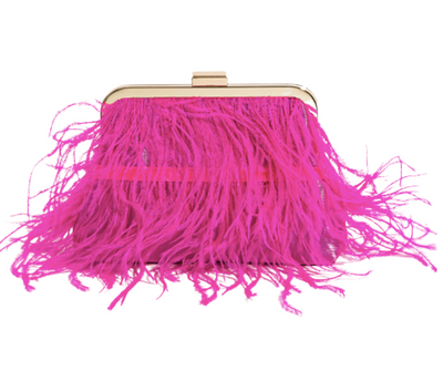 Feather Clutch Handbag - Pink