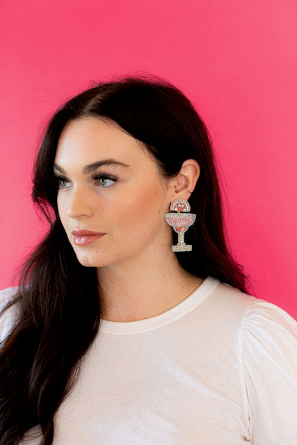 Sparkly Margarita Earrings - Pink