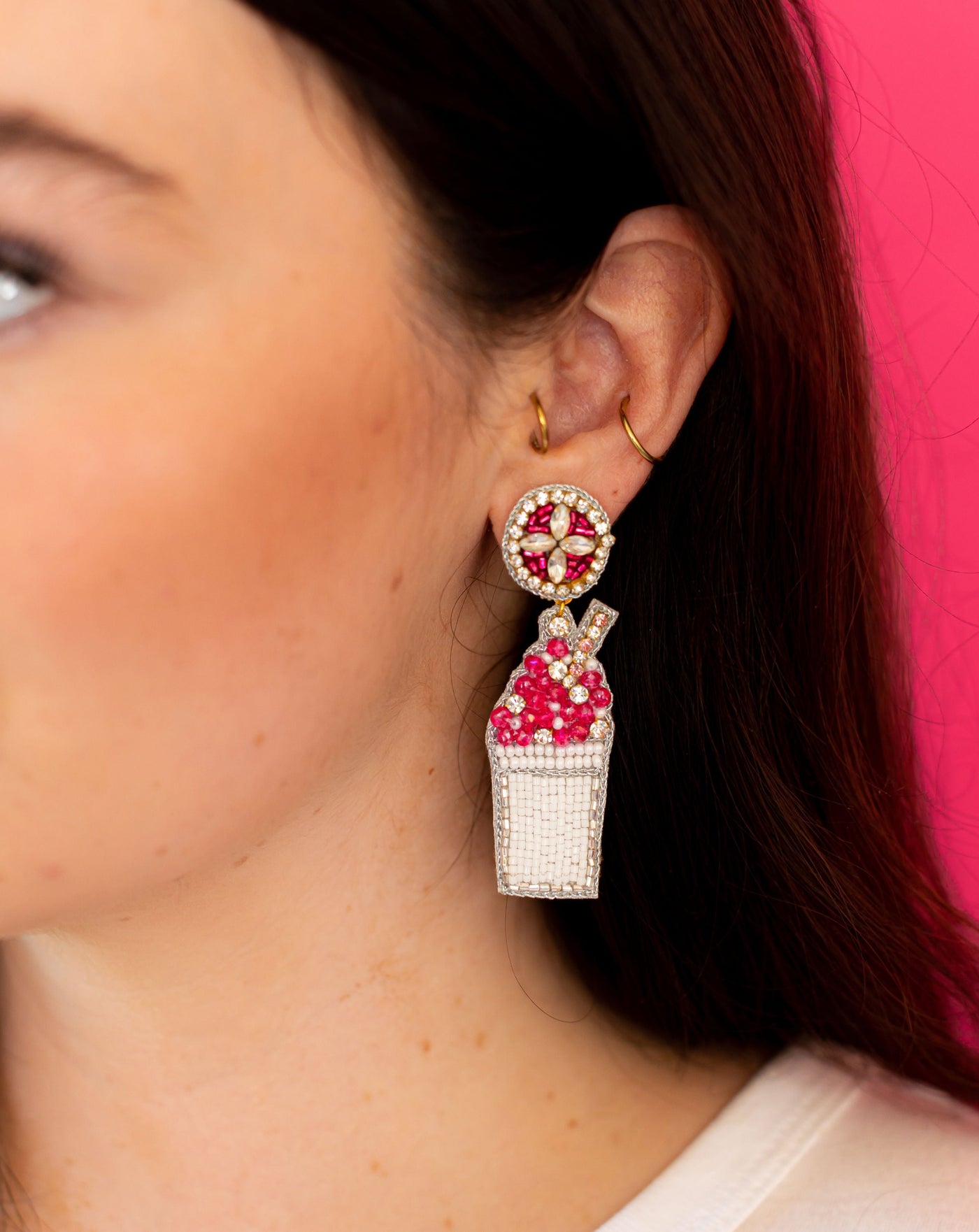 Snowball Earrings - Pink