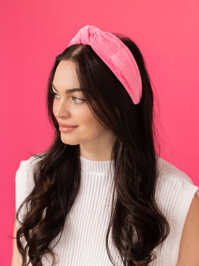 Headband Velvet Knot - Pink