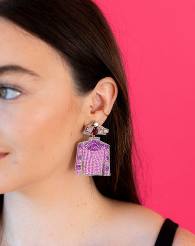 Derby Jersey Silk  Earrings- Purple and Lavender