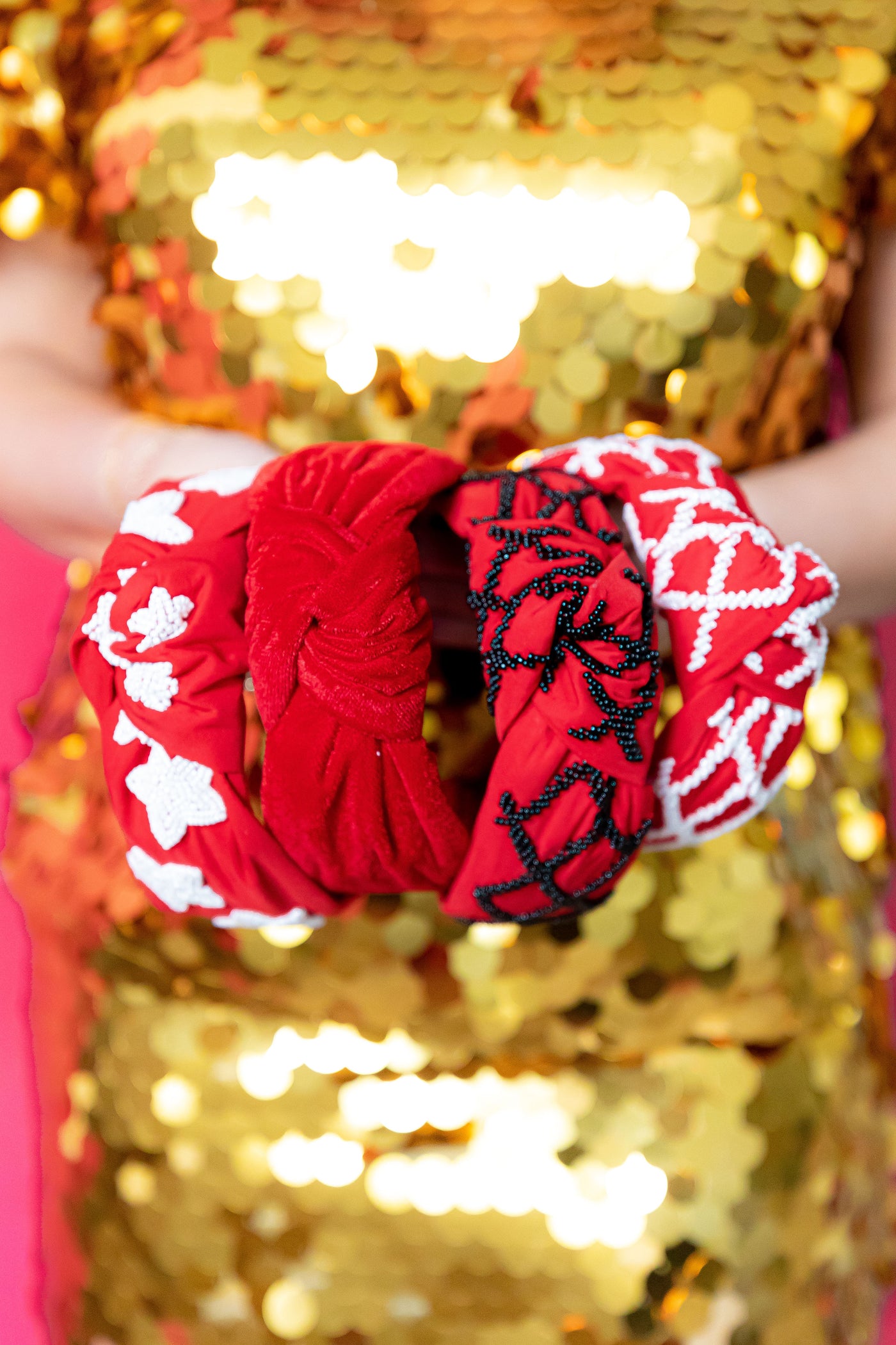 Headband Velvet Knot - Red