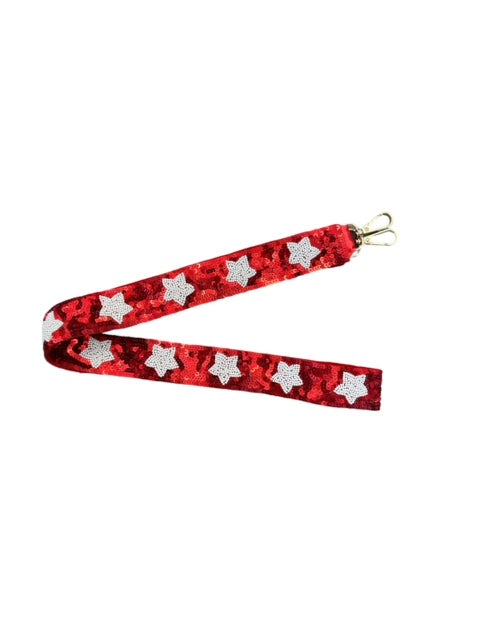 Sequin Strap -Red with White Star