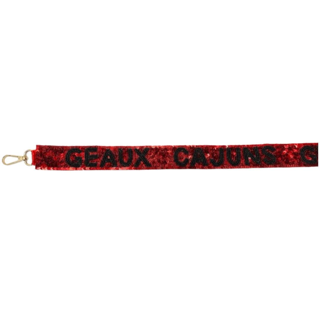 Sequin Strap - Geaux Cajuns - Red and Black