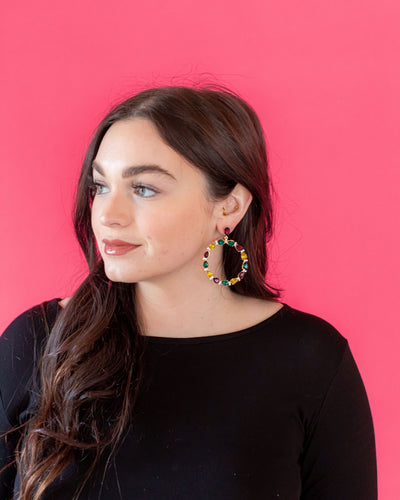 Mardi Gras Rhinestone Circle Earrings