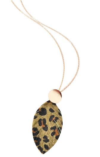 Leopard Leaf Necklace - Olive