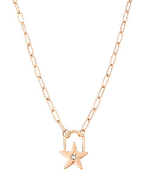 Star and Lock Necklace