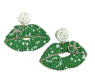St. Patrick's Day Kissy Lip Earrings
