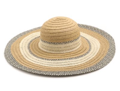 Striped Floppy Straw Sun Hat