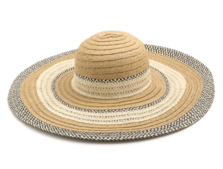 Striped Floppy Straw Sun Hat – Golden Lily display picture 1