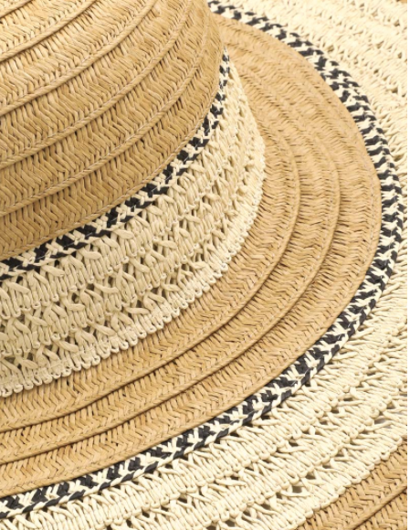 Striped Floppy Straw Sun Hat