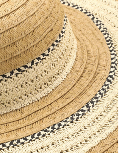 Striped Floppy Straw Sun Hat