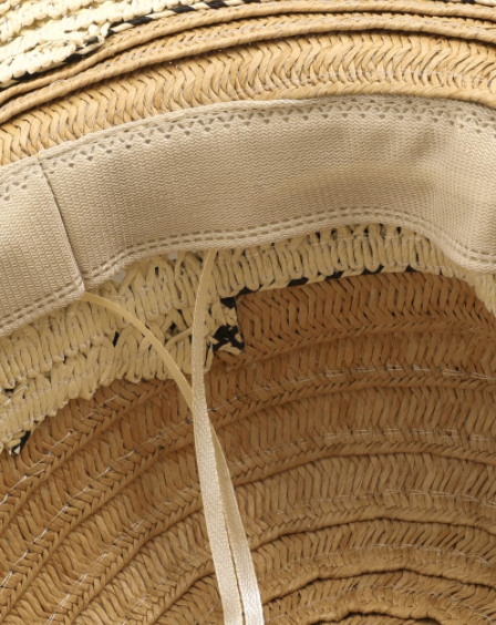Striped Floppy Straw Sun Hat