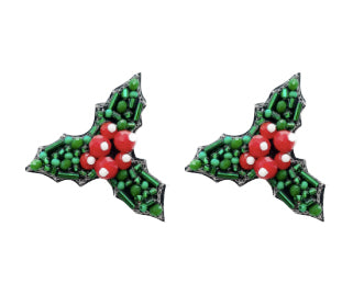 Christmas Holly Stud Earrings