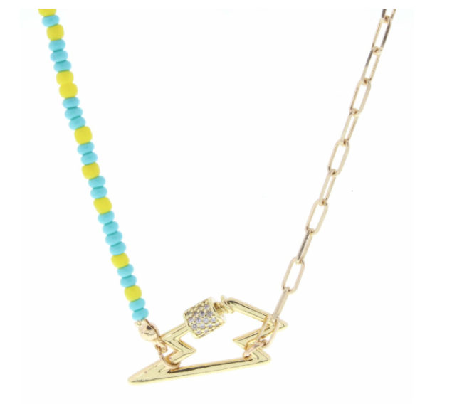 Little Lily - Turquoise and Yellow Lighting Necklace
