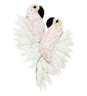 Sequin Parrot Earrings - White