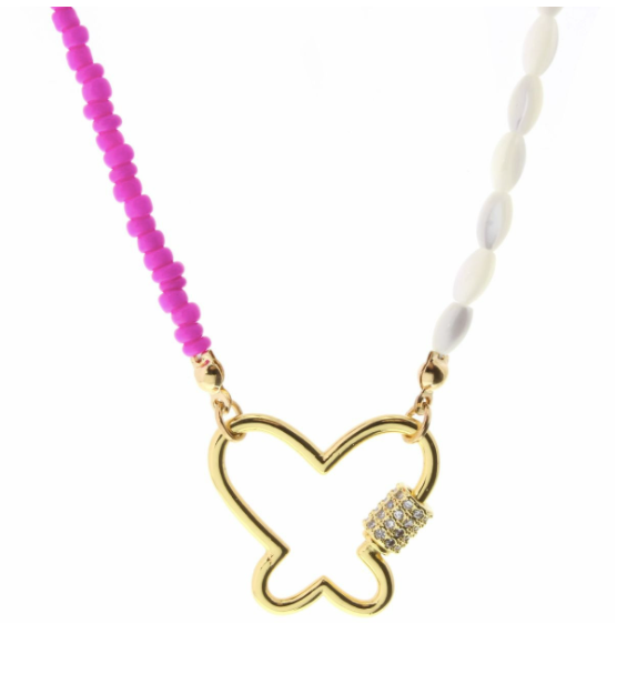 Little Lily - Pink and Pearl Butterfly Necklace