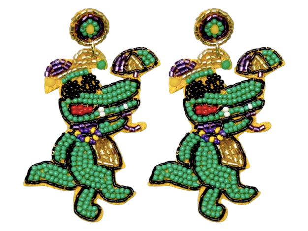 Mardi Gras Alligator Earrings
