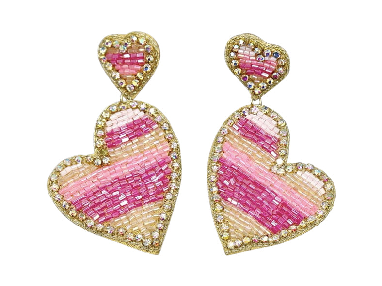 Sweet and Sparkle Heart Earrings - Pink