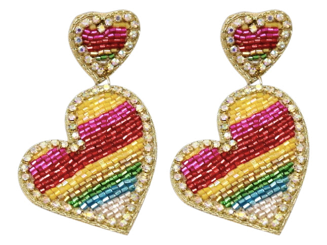 Sweet and Sparkle Heart Earrings - Rainbow