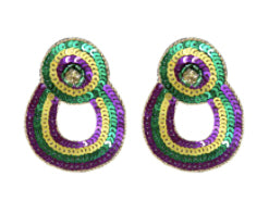 Mardi Gras Sequin Oval Earrings