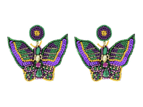 Mardi Gras Butterfly Earrings