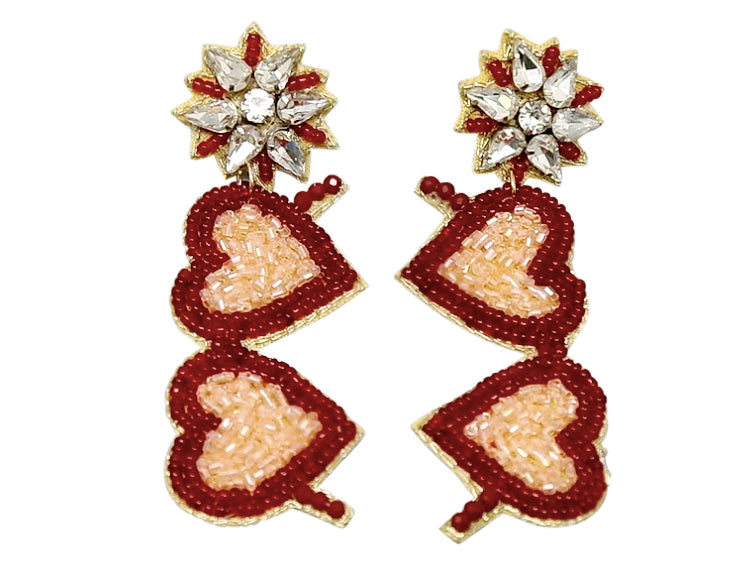 Heart Sunny Earrings - Red