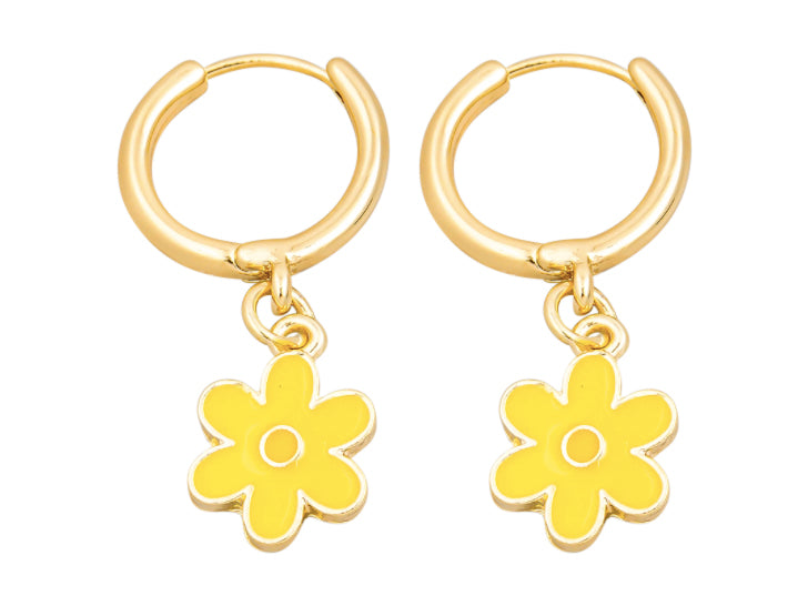 Daisy Huggie Earrings - Yellow