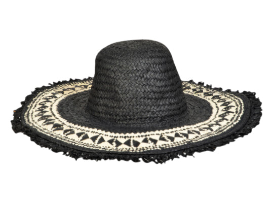 Black and Tan Straw Hat