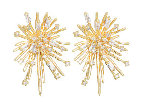 Gold Rhinestone Burst Earrings