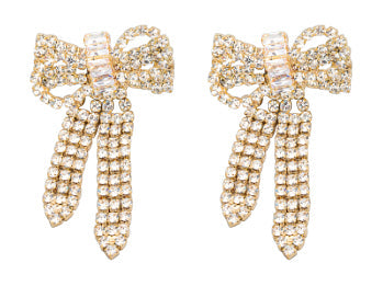 Rhinestone Bow Earrings - Large