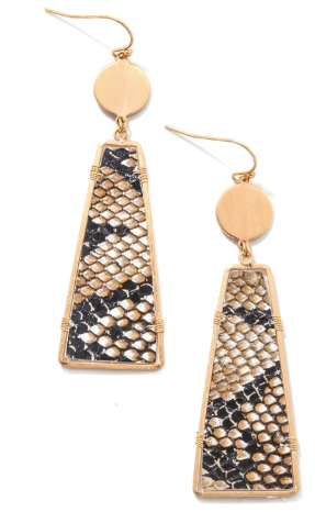 Snake Print Trapazoid Drop Earrings